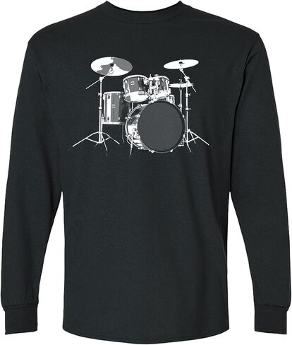 Drum Set Long Sleeve T-Shirt Drummer Heavy Metal Rock Music Gift Funny Graphic Tee Men Women in Kuwait