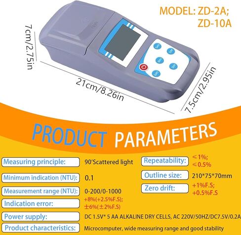 Turbidity Meter, Zd‑2a Handheld Digital Turbidity Meter Precise Light Route System, Reliable Positioning Structure, Effective Tone Compensation, Direct Turbidity Reading ZD-2A in Kuwait