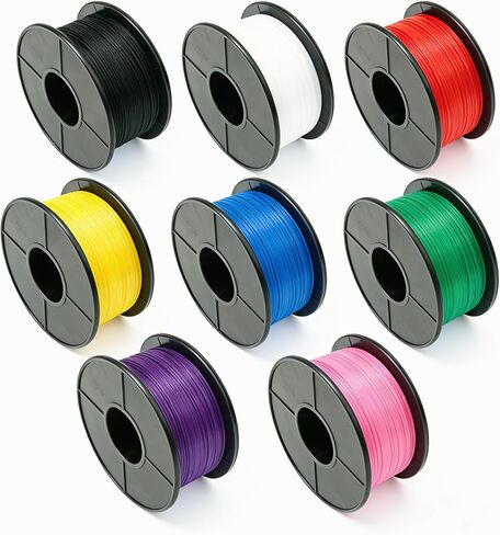 PLA Filament 1.75mm 4 Colors Assorted, 200g Each, Tangle-Free, ±0.02mm, Vacuum Sealed, for FDM 3D Printers (A-PLA-4x200g-Black, White, Red, Blue) in Kuwait