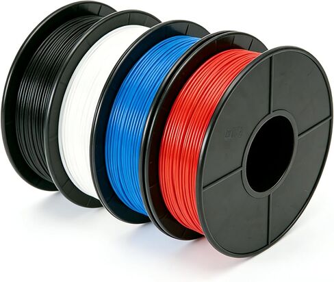 PLA Filament 1.75mm 4 Colors Assorted, 200g Each, Tangle-Free, ±0.02mm, Vacuum Sealed, for FDM 3D Printers (A-PLA-4x200g-Black, White, Red, Blue) in Kuwait