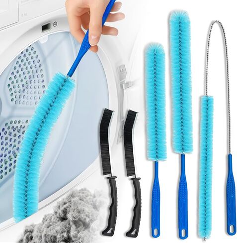 5 Pack Dryer Vent Cleaner Kit, Extra Long Flexible Brushes for Lint, Pet Hair & Dust, Refrigerator Coils, Home Washers, Sinks & Drains in Kuwait