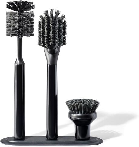 Curio Home Goods Ionic Brush Set, Magnetized to Stand Upright, Stainless Steel with Replaceable Heads, Onyx/Black in Kuwait