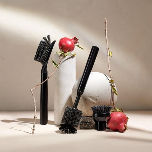 Curio Home Goods Ionic Brush Set, Magnetized to Stand Upright, Stainless Steel with Replaceable Heads, Onyx/Black in Kuwait