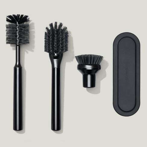 Curio Home Goods Ionic Brush Set, Magnetized to Stand Upright, Stainless Steel with Replaceable Heads, Onyx/Black in Kuwait