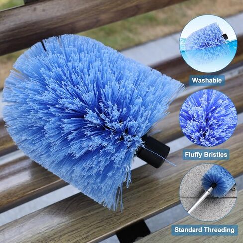 Big Cobweb Duster Head Twist-On Spider Web Fuster for Outdoor & Indoor Web Cleaning // Fits Standard 3/4 inch Threaded Poles // Cobweb Duster Brush Head Only (Blue) in Kuwait