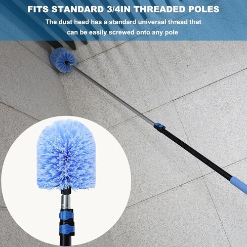 Big Cobweb Duster Head Twist-On Spider Web Fuster for Outdoor & Indoor Web Cleaning // Fits Standard 3/4 inch Threaded Poles // Cobweb Duster Brush Head Only (Blue) in Kuwait