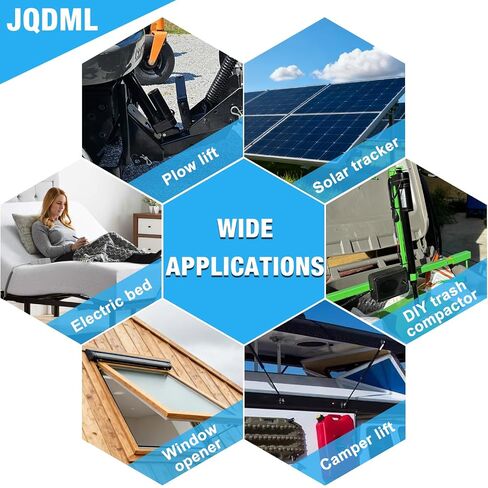 JQDML 24V المحرك الخطي عالي التحمل - شوط 12 بوصة، 660 رطل/3000 نيوتن، سرعة 0.2 بوصة/ثانية، IP65 مقاوم للماء مع دعامات تثبيت، للخزانة، فتاحة النوافذ/الأبواب، متتبع الطاقة الشمسية، المعدات البحرية وRV in Kuwait
