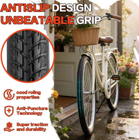 إطارات دراجة للكراسي المتحركة 24 × 1 3/8 (37-540) وأنابيب داخلية 24 × 1 3/8 صمام شريدر AV 32 مم مع طقم إصلاح، وشرائط حافة، وأذرع إطارات للدراجات العتيقة 24 × 1 3-8 للمدينة/الركاب/الشارع in Kuwait