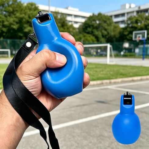 1Pc PVC Squeeze Survival Whistle, Loud Handheld Sports Whistle, Portable Lanyard BB Vent Toy, Multifunctional Referee Coach Emergency Whistle - Blue in Kuwait