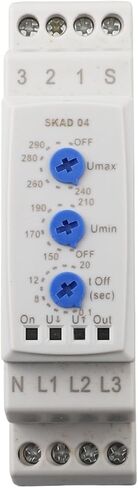 SKAD04 3-for Phase Over/Under Voltage for Protection Relay, 220VAC for Phase Monitor with Inverse Time Action, DIN Rail Mount Industrial Motor Safety in Kuwait