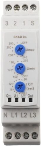SKAD04 3-for Phase Over/Under Voltage for Protection Relay, 220VAC for Phase Monitor with Inverse Time Action, DIN Rail Mount Industrial Motor Safety in Kuwait