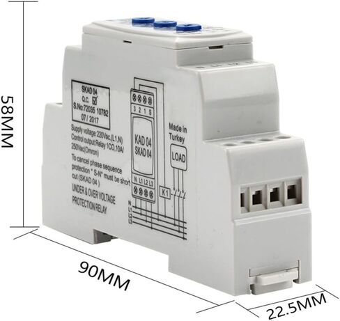 SKAD04 3-for Phase Over/Under Voltage for Protection Relay, 220VAC for Phase Monitor with Inverse Time Action, DIN Rail Mount Industrial Motor Safety in Kuwait