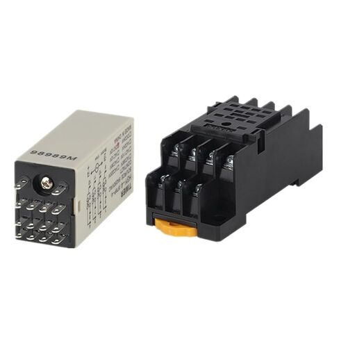 H3Y-4 Power-on Delay Rotary Knob 1S/5S/10S/30S/60S/3M/5M/10M/30M Timer Time Relay AC 110V 220V 380V 14 Pin with Base PYF14A(Voltage AC 220V,0-5 Minute) in Kuwait
