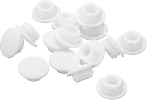 uxcell 18Pcs Silicone Plugs, Rubber Round Snap in Locking Hole Plugs for 15.5-17mm Hole, Hole Stoppers Waterproof Hole Plug for Metal Tube, Furniture End Caps Inserts, White in Kuwait