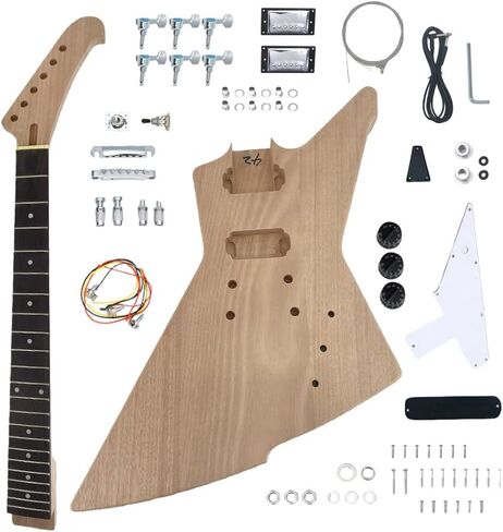 Yinfente DIY Guitar Kit With Mahogany Body Mahogany Neck With Rosewood Fretboard 6 String DIY Electric Guitar Kit With All Components To Build Your Own Guitar in Kuwait