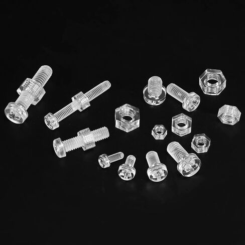 M METERXITY 30-Set Clear Transparent Screws and Hex Nuts Kit, M4x20mm Acrylic Plastic Cross-recessed Round Head Screws for Machine Accessories/DIY Equipment/Model, Hand Tighten Bolts in Kuwait