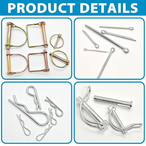 383 PCS Heavy Duty Pin Assortment Kit, Hitch Pins R Clip PIns/Hair Pins/Lynch Pins /PTO Pins/Clevis Pins/Cotter Pins for Trucks Trailers Tractors Mowers 3 Point Accessories, Farm,Lawn and Garden in Kuwait