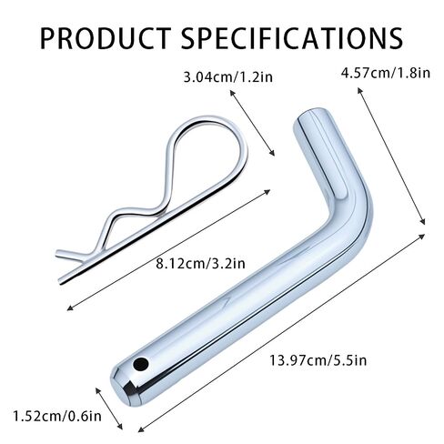 2 Pack Trailer Hitch Pin & Clip with Grooved Head, Heavy-Duty Carbon Steel Construction, 5/8-Inch Diameter, Fits 2-1/2 or 3-Inch Receiver, Clear Zinc-Plated, for Towing Security Quick & Simple Setup in Kuwait