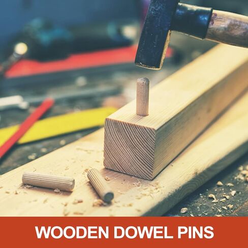 MECCANIXITY Wooden Dowel Pins 3/8" x 4" (10mm x 100mm) Straight Dowel Rods Wood Fluted Dowels Rods for Crafts Furniture DIY Hardwood Count 50 in Kuwait