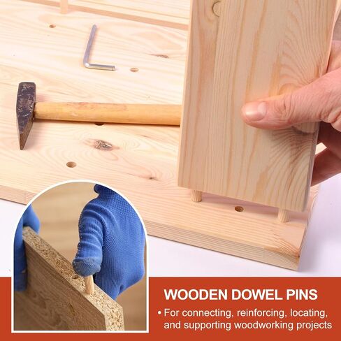 MECCANIXITY Wooden Dowel Pins 3/8" x 4" (10mm x 100mm) Straight Dowel Rods Wood Fluted Dowels Rods for Crafts Furniture DIY Hardwood Count 50 in Kuwait