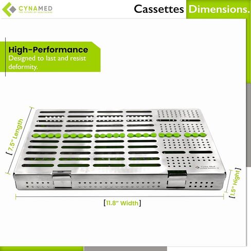 Cynamed Premium Sterilization Cassette for Dental Tools, 16PC - Green in Kuwait