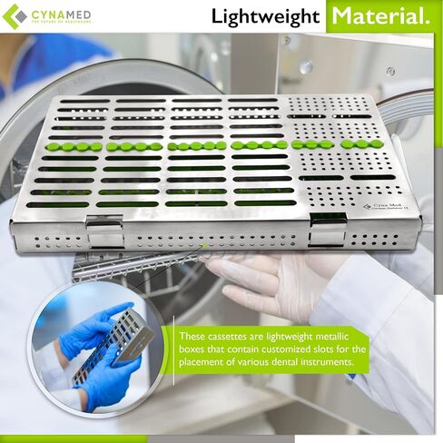 Cynamed Premium Sterilization Cassette for Dental Tools, 16PC - Green in Kuwait