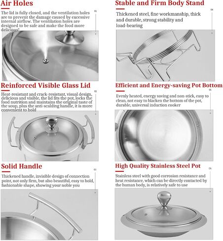 2/4 Pack Visible Hotpot Set, Stainless Steel Round Buffet Server Warming Tray for Parties, Weddings and Events, with Glass Lid, Food Plate and Fuel Holder, Pack of 2, 20c,2 Pack-26cm in Kuwait