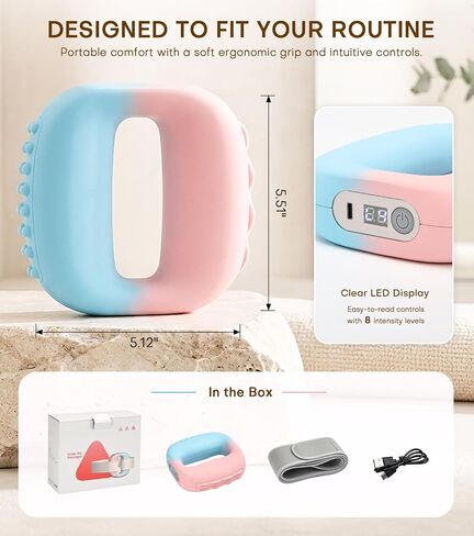 Matte ABS Fascia Ring Massager, Dual-Sided Ab Massage Ring with L/P 8-Speed Modes for Deep Tissue Myofascial Release & Muscle Knot Recovery, Blue-Pink Gradient in Kuwait