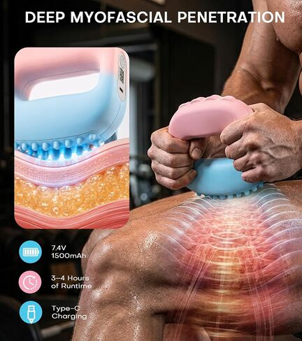 Matte ABS Fascia Ring Massager, Dual-Sided Ab Massage Ring with L/P 8-Speed Modes for Deep Tissue Myofascial Release & Muscle Knot Recovery, Blue-Pink Gradient in Kuwait