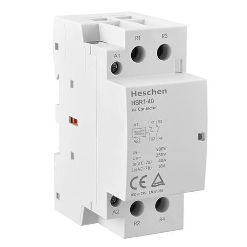 Heschen Household AC Contactor Switch, HSR1-40, Ie 40A, 2 Pole, Two Normally Closed, AC 220V/240V Coil Voltage, 35mm DIN Rail Mount in Kuwait