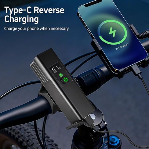 USB Rechargeable 1800 Lumens Bike Light,4000mAh Battery with Power Bank Function,5 Light Modes Waterproof Bicycle Lights for Road, Mountain, Cycling in Kuwait