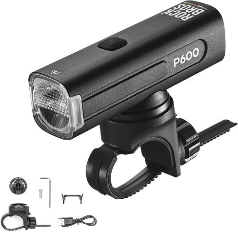 ROCKBROS Bike Headlight 6 Modes Anti-Dazzling Bike Front Light Aluminium Alloy IPX6 Waterproof Type-C Rechargeable Bike Lights for Night Riding in Kuwait
