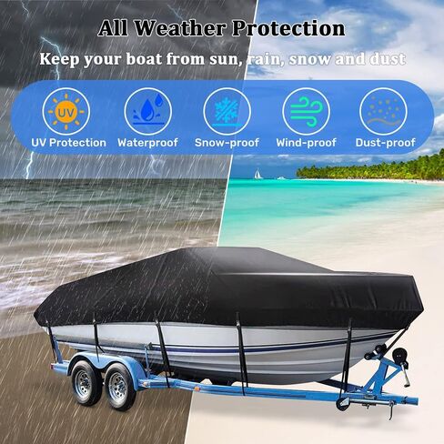 Boat Cover for Boston Whaler Montauk 150/SUPER Sport 150 15' 2010-2026, 420D Oxford Cloth Waterproof Trailerable Boat Cover for V-Hull, Tri-Hull, Runabout All-Weather Protection in Kuwait