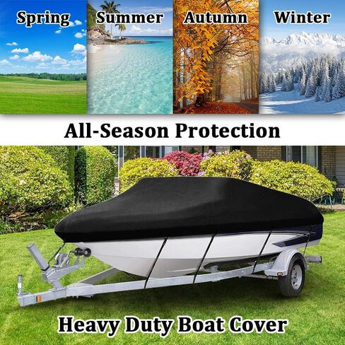 Boat Cover for Boston Whaler Montauk 150/SUPER Sport 150 15' 2010-2026, 420D Oxford Cloth Waterproof Trailerable Boat Cover for V-Hull, Tri-Hull, Runabout All-Weather Protection in Kuwait