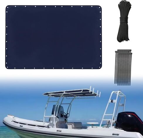 1200D T-Top Canvas Boat Shade Cover, Center Console Boat Waterproof T Top Canvas Marine Grade Boat T Top Replacement Without Frame (Navy Blue,71 * 56in) in Kuwait