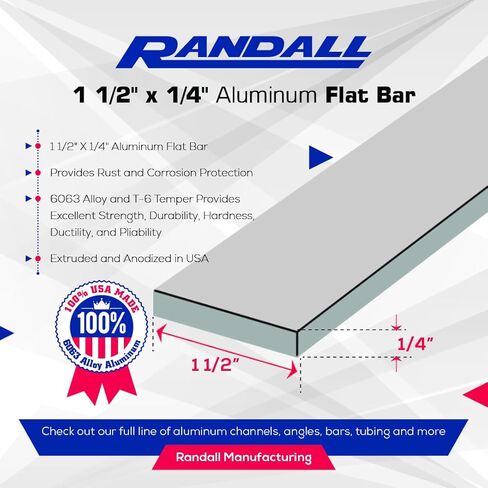 48 Inch Long (4 FT) - 1 1/2" x 1/8" Aluminum Bar 6063 Alloy T-6 Temper Clear Anodized in Kuwait