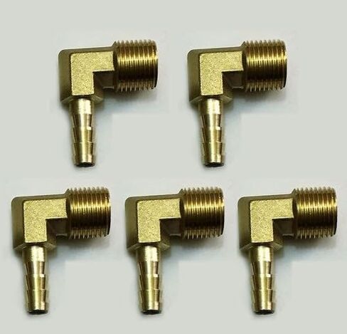 6 قطع من النحاس 90 درجة تركيبات الكوع الذكور: 3/8" NPT x 5/16" معرف خرطوم، محول صلب لخطوط الهواء/الماء/الوقود in Kuwait