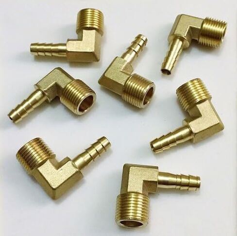 6 قطع من النحاس 90 درجة تركيبات الكوع الذكور: 3/8" NPT x 5/16" معرف خرطوم، محول صلب لخطوط الهواء/الماء/الوقود in Kuwait