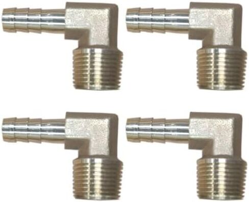 4-Piece Brass 3/8" Hose Barb 90° Elbow w/ 3/8" Male NPT Thread for Gas, Fuel & Water Lines – Rigid Fitting in Kuwait