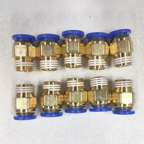 10-Pack PU Air Push-In Fitting: Straight Male Connector, 5/16" (8mm) Tube OD, 1/4" NPT Thread, for Pneumatic Systems in Kuwait