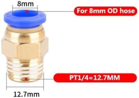 10-Pack PU Air Push-In Fitting: Straight Male Connector, 5/16" (8mm) Tube OD, 1/4" NPT Thread, for Pneumatic Systems in Kuwait