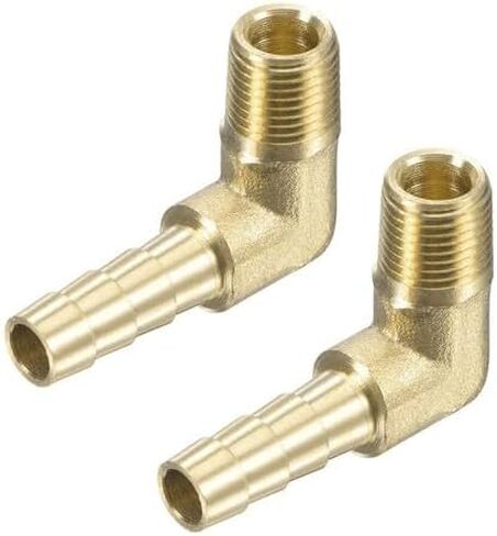 6-Piece Brass 1/4" Barb x 1/8" Male NPT 90° Elbow Fitting for Air, Water, Fuel & Gas Lines – Golden, Corrosion-Resistant in Kuwait