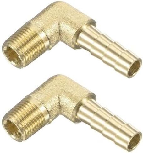 6-Piece Brass 1/4" Barb x 1/8" Male NPT 90° Elbow Fitting for Air, Water, Fuel & Gas Lines – Golden, Corrosion-Resistant in Kuwait