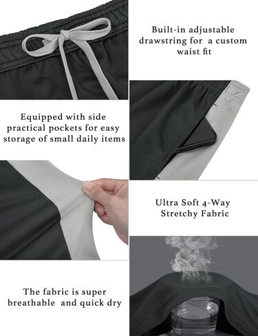 TAPULCO Big & Tall Men's Quick Dry Athletic Shorts, Inner Drawstring Plus Size for Running Basketball Fitness (3XL-5XL) in Kuwait