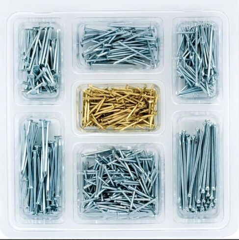 Rocky Mountain Goods 485-Piece Assorted Nails Kit – Picture Hanging Nail Set - 7 Types of Nails - Small, and Long Nails for Home Use – For Wall, Drywall, and Wood, Hanging - Storage Box in Kuwait