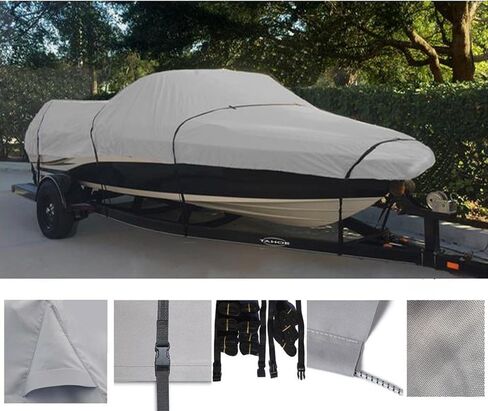 SBU Boat Cover Compatible for Lund MR Pike 16 1983 1984 1985 1986, 600 Denier Woven Polyester in Kuwait