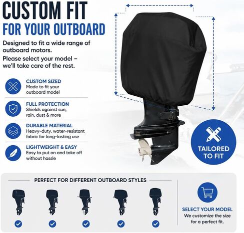 Outboard Motor Half Cover for Mercury Marine 400HP Verado V10 2021–Present, Heavy Duty Boat Engine Cover, Marine Grade Protection for Dust, Rain, Sun in Kuwait