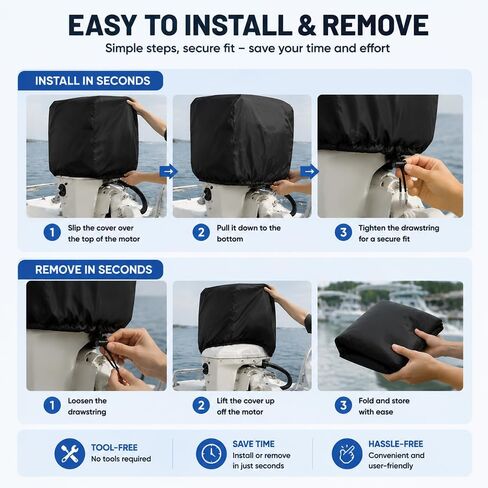 Outboard Motor Half Cover for Mercury Marine 400HP Verado V10 2021–Present, Heavy Duty Boat Engine Cover, Marine Grade Protection for Dust, Rain, Sun in Kuwait
