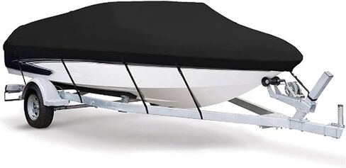 غطاء قارب لـ Carolina Skiff 15 15 '2010-2020، 420D Oxford غطاء قابل للقطر مقاوم للماء لقوارب الصيد على شكل V والقوارب السريعة مع حاشية مرنة in Kuwait