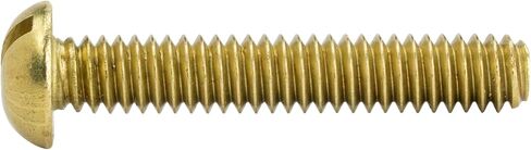 3/8-16 x 3/4" Round Head Machine Screws, Slotted Drive, Solid Brass Grade 360, Full Thread, Plain Finish, Machine Thread, Quantity 10 in Kuwait
